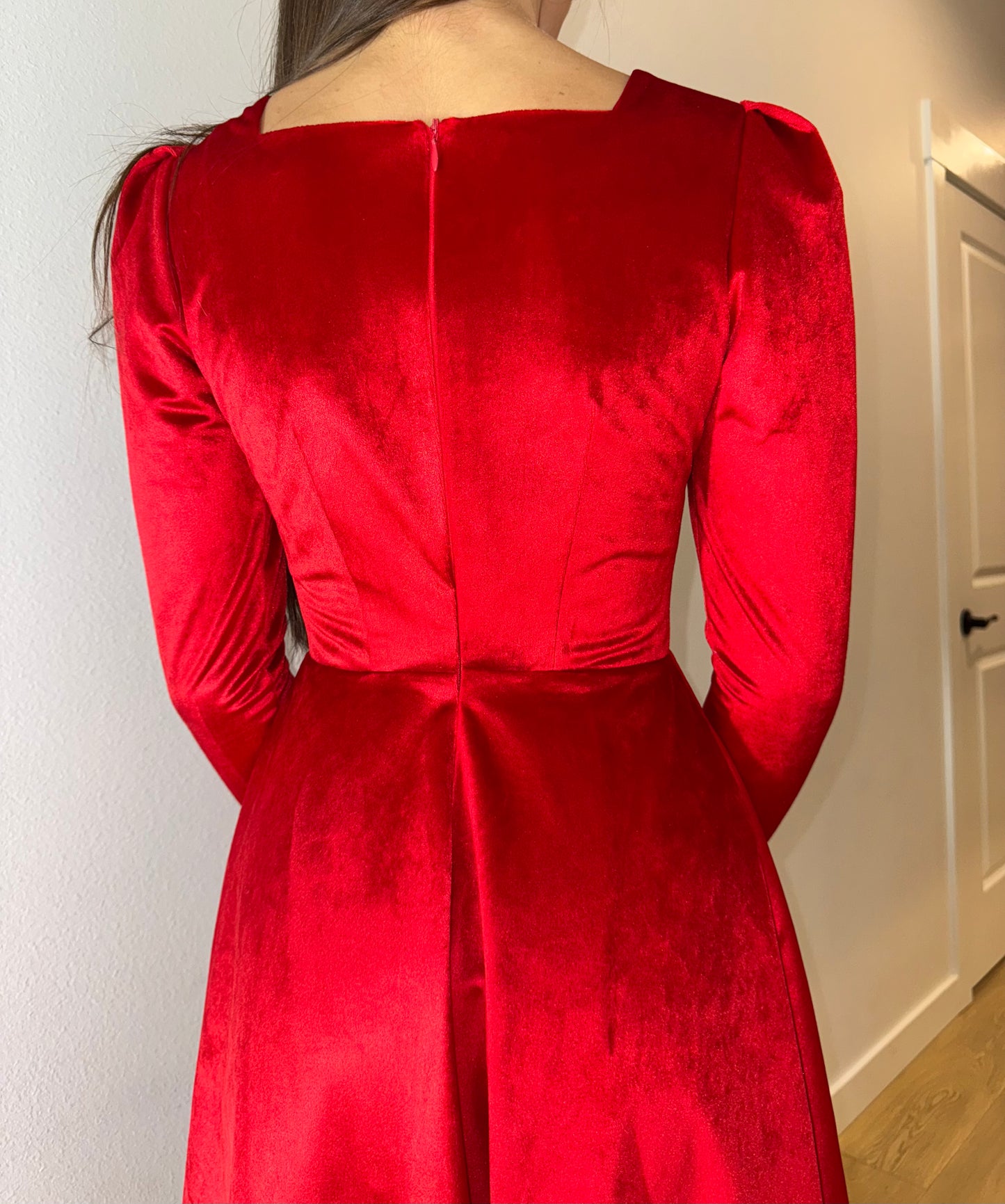 Velvet Square Neck Midi Dress