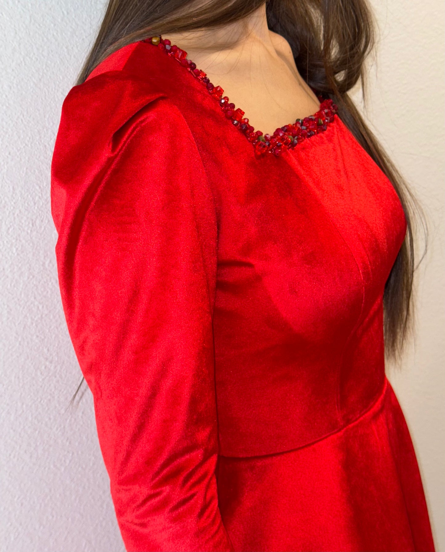 Velvet Square Neck Midi Dress