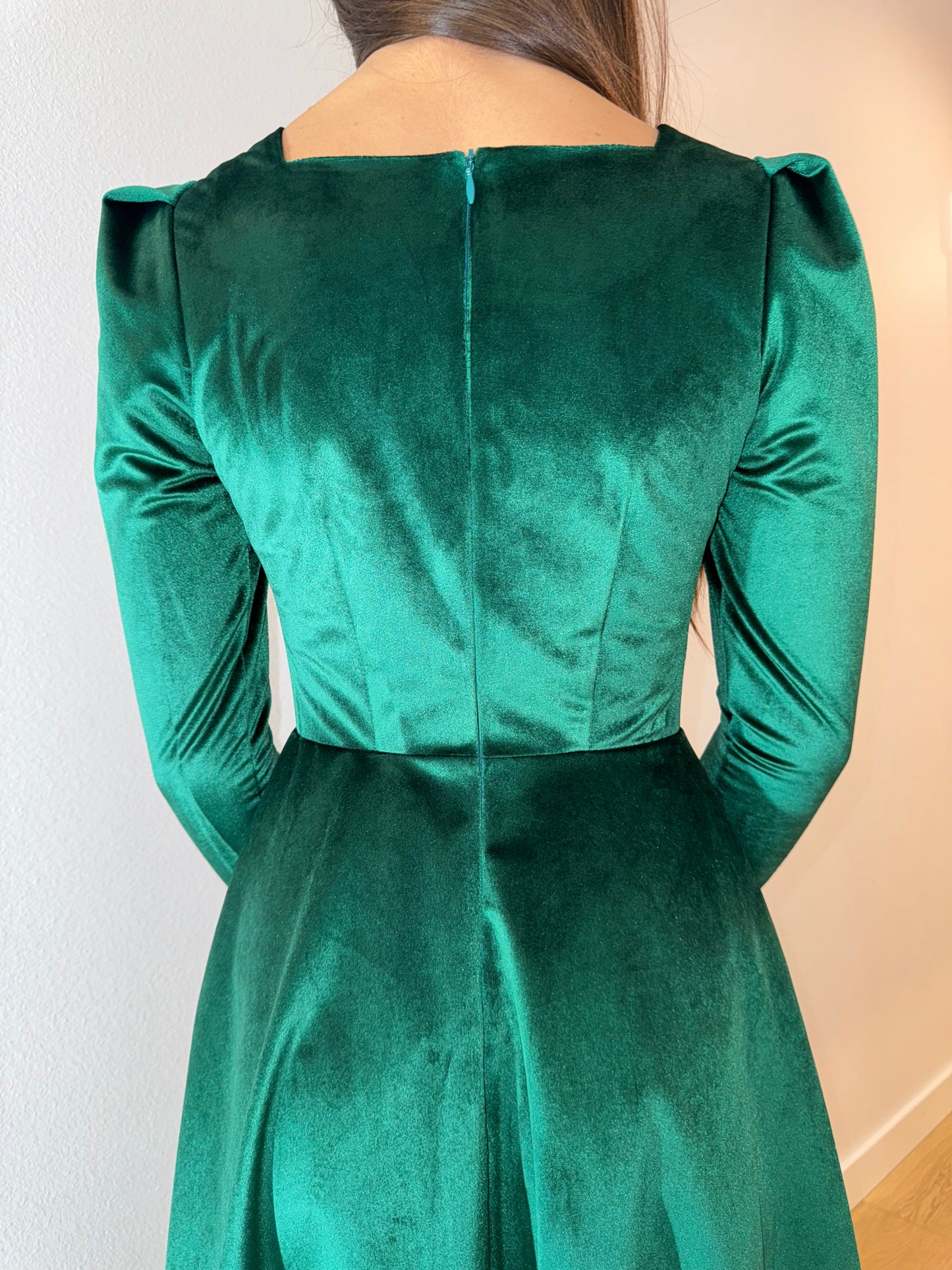 Velvet Square Neck Midi Dress